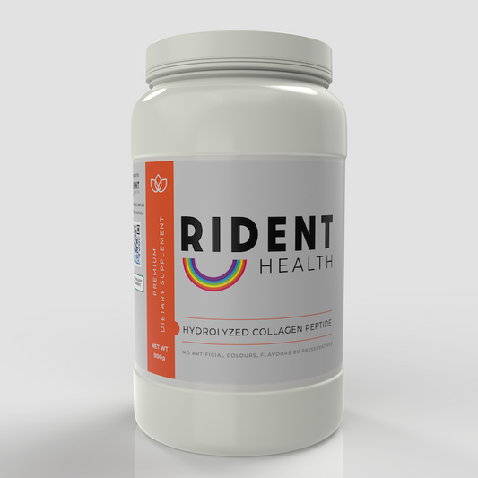 Rident Health Hydrolyzed Collagen peptides may assist with joint pain as joint cartilage contains collagen, and often comes from collagen loss. Collagen supplements may benefit the skin by reducing wrinkles by improving hydration and elasticity of the skin. Hydrolyzed Collagen peptides may play a role in preventing and treating osteoporosis.