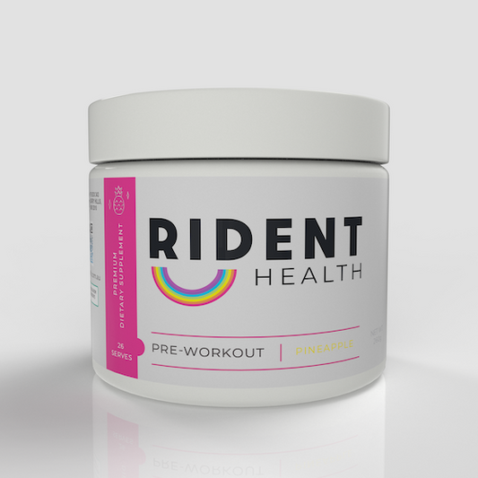 Rident Health Pre-workout is used 20 minutes prior to working out to assist with that extra motivation and extra rep during your workout. With carefully selected ingredients to help maximise focus, pump, and energy boost all whilst preventing a crash.